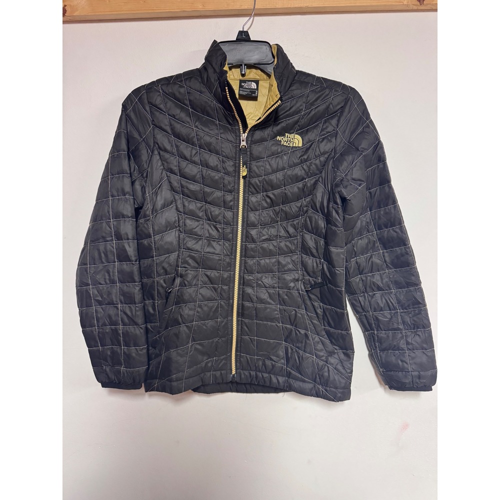 The North Face Girls Thermoball Eco Puffer Jacket Black Gold Size Medium 10/12